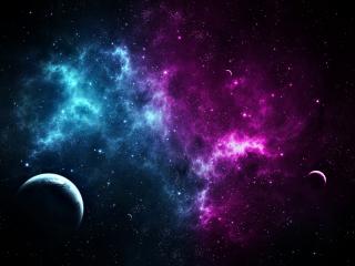 обои Сине-фиолетовый космос в темной галлактике фото