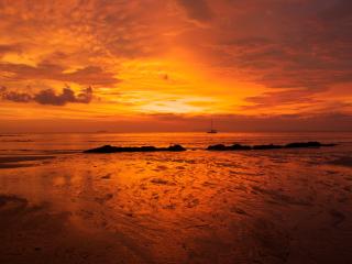 обои Оранжевое небо,   оранжевое море фото