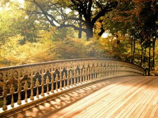 обои Деревяный мост с резными перилами фото
