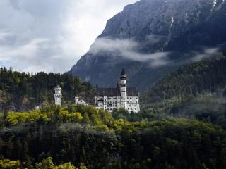 обои Замок в горах среди лесов фото