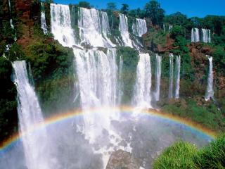 обои Стенf водопадов с радугой в воде фото