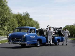 обои Mercedes-Benz Blue Wonder Transporter 1954 трэк фото