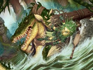 обои Зеленый монстр крокодил в пучине фото