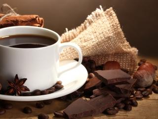 обои Кофе,   корица и шоколад с орехами лесными фото