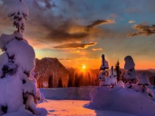обои Закат зимнего солнца фото