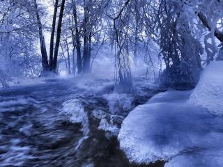 обои Бурная зимняя река фото