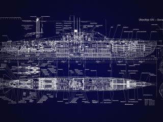обои Схема корабля на синим фоне фото
