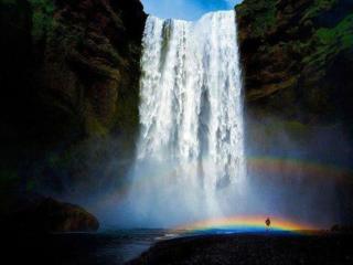 обои Водопад с радугой фото