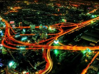 обои Яркие дороги ночного города фото