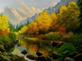 обои Рисунок осени в горах фото