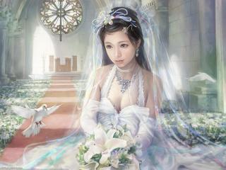 обои Невеста и голуби фото