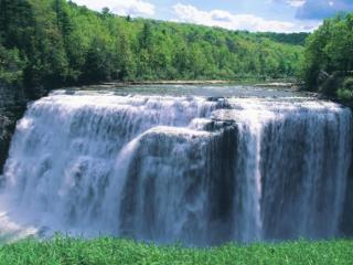 обои Широкий и мощный водопад фото